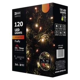 Vánoční osvětlení EMOS 120 LED řetěz pulzující, 12m, IP44, jantarová/červená, čas. 

 obrázek produktu 6 z 6