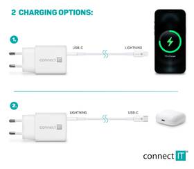 Nabíječka do sítě Connect IT 1x Lightning + 1×USB-C, 20W + kabel Lightning/USB-C bílá

 obrázek produktu 5 z 6