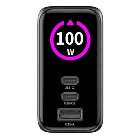 Nabíječka do sítě Celly 2x USB-C/USB-A, GaN, 100 W, s LCD displejem černý

 obrázek produktu 2 z 5