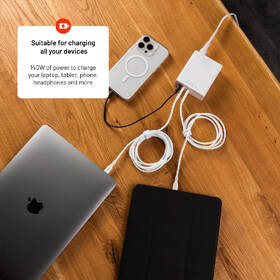 Nabíječka do sítě FIXED Charging Station, 2xUSB-C 1xUSB-A, GaN, PD 3.1, 140W bílá

 obrázek produktu 6 z 13