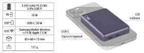 Powerbanka EMOS WI 522, 5 000 mAh, 20 W+Wireless modrá

 obrázek produktu 17 z 19
