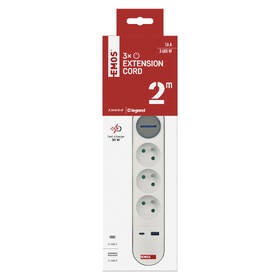 Kabel prodlužovací EMOS 3x zásuvka, Fast Charging, 1x USB, 1x USB-C, vypínač, 2 m šedý/bílý

 obrázek produktu 5 z 8