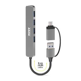 USB Hub PORT CONNECT USB-A/USB-C, 4x USB 3.0 stříbrný

 obrázek produktu 2 z 7