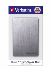 Externí pevný disk 2,5" Verbatim ALU Slim 1TB USB 3.2 šedá barva
