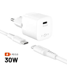 Nabíječka do sítě FIXED Mini GaN, PD 30W, 1xUSB-C + USB-C/USB-C kabel, 1,2m bílá

 obrázek produktu 1 z 10