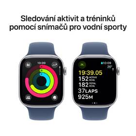 Chytré hodinky Apple GPS + Cellular 46mm pouzdro ze stříbrného hliníku - denimový sportovní řemínek - M/L 

 obrázek produktu 3 z 8