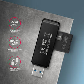 Čtečka paměťových karet Axagon Card Reader USB-A 3.2 Gen 1, 2-slot & lun SD/microSD, UHS-I černá

 obrázek produktu 2 z 4