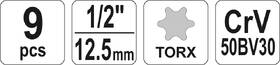 Sada hlavic YATO 1/2" TORX E10-E24 (9 ks) 

 obrázek produktu 5 z 6