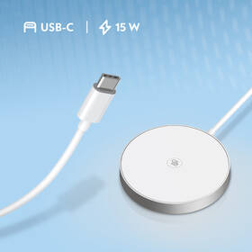 Bezdrátová nabíječka GoGEN MagSafe, Qi2, 15W stříbrná/bílá

 obrázek produktu 1 z 2