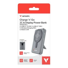 Powerbanka Verbatim magnetická, bezdrátová Charge 'n' Go C+C, displej, 10000 mAh šedá

 obrázek produktu 8 z 8