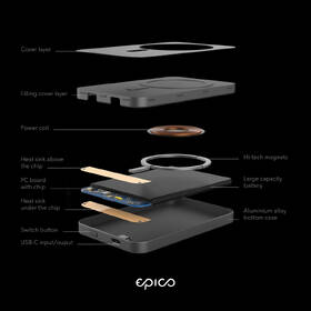 Powerbanka Epico 5000 mAh Aluminium Magnetic Wireless šedá

 obrázek produktu 3 z 5