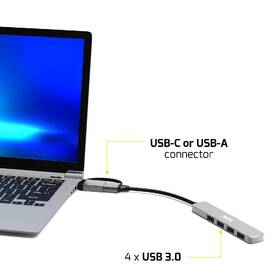 USB Hub PORT CONNECT USB-A/USB-C, 4x USB 3.0 stříbrný

 obrázek produktu 7 z 7