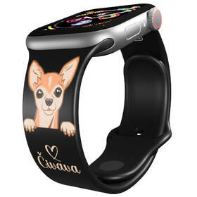 Řemínek Mi-Band na Apple Watch 42/44/45/49 mm - motiv Čivava na černé, černý 

 obrázek produktu 2 z 3