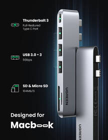 USB Hub UGREEN 6-in-2 USB-C Hub pro MacBook Pro 

 obrázek produktu 1 z 7