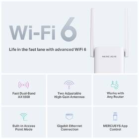Wi-Fi extender Mercusys ME70X, AX1800 Wi-Fi 6 bílý

 obrázek produktu 2 z 7