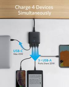 Nabíječka do sítě Anker PowerPort Atom III Slim USB-C 45W, 3x USB-A, 20W černá

 obrázek produktu 3 z 3