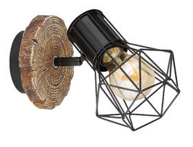 Bodové svítidlo GLOBO Priska, 1xE27, 40W černé/imitace dřeva

 obrázek produktu 1 z 2