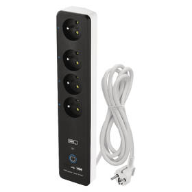 Kabel prodlužovací EMOS GoSmart 4x zásuvka, s vypínačem, USB a Wi-Fi, 2m černý/bílý

 obrázek produktu 1 z 16