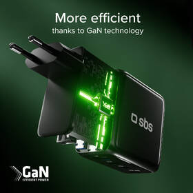 Nabíječka do sítě SBS Smart GaN 3x USB-C/USB-A, PD, 140 W černá

 obrázek produktu 4 z 8
