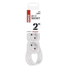Kabel prodlužovací EMOS 2 x zásuvka, vypínač, 2m bílý

 obrázek produktu 3 z 5