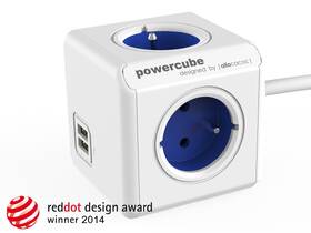 Kabel prodlužovací Powercube USB, 4x zásuvka, 2x USB, 1,5m bílý/modrý

 obrázek produktu 1 z 5