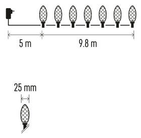 Vánoční osvětlení EMOS 50 LED řetěz, barevné žárovky, 9,8 m, multicolor, multifunkce 

 obrázek produktu 9 z 10