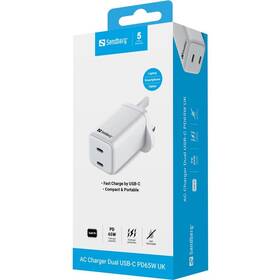 Cestovní adaptér Sandberg Dual USB-C, PD65W, UK bílý

 obrázek produktu 2 z 2