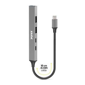 USB Hub PORT CONNECT USB-C, 4× USB + 1× USB-C 100W PD stříbrný

 obrázek produktu 2 z 7