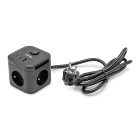 Kabel prodlužovací Huslog 20W 3xzásuvka, 2xUSB-C, 1xUSB černý

 obrázek produktu 2 z 5