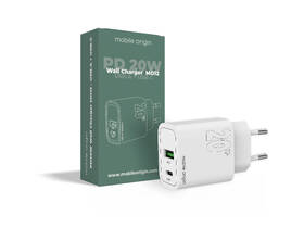 Nabíječka do sítě Mobile Origin 1x USB-A/2x USB-C PD20W bílá barva
