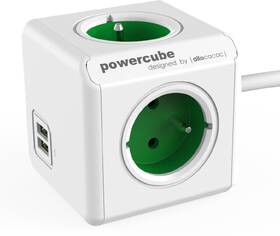 Kabel prodlužovací Powercube USB, 4x zásuvka, 2x USB, 1,5m zelený

 obrázek produktu 1 z 4