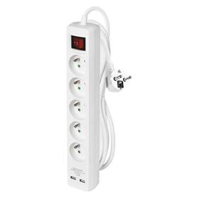 Kabel prodlužovací EMOS 5x zásuvka + 2x USB, 3m bílý

 obrázek produktu 1 z 3