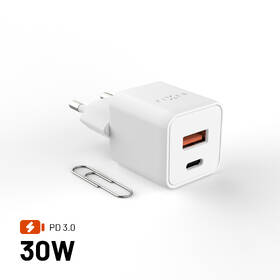 Nabíječka do sítě FIXED GaN Mini s USB-C, USB, 30W bílý

 obrázek produktu 1 z 8