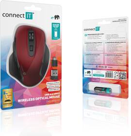 Myš Connect IT Dual SmartSwitch USB/USB-C červená barva
