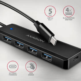 USB Hub Axagon 4x USB / USB-C, kabel USB-C 19cm černý

 obrázek produktu 1 z 4