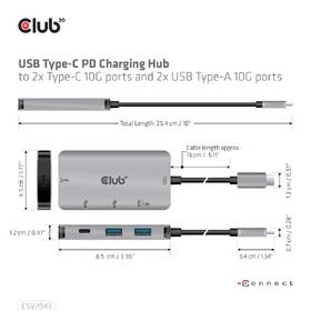USB Hub Club3D USB-C Gen2 PD na 2x USB-C 10G porty a 2x USB-A 10G porty 

 obrázek produktu 7 z 8
