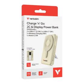 Powerbanka Verbatim magnetická, bezdrátová Charge 'n' Go C+C, displej, 10000 mAh zlatá

 obrázek produktu 6 z 7