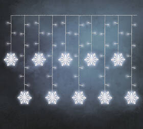 Vánoční osvětlení EMOS 60 LED závěs – vločky, 135 × 50 cm, vnitřní, studená bílá 

 obrázek produktu 2 z 8