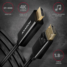 Kabel Axagon DisplayPort / HDMI 1.4, 1.8m, 4K/30Hz černý

 obrázek produktu 1 z 4