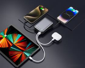 Powerbanka Swissten s integrovanými kabely USB-C a Lightning, 20000 mAh stříbrná

 obrázek produktu 2 z 3