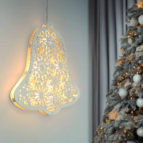 LED dekorace Solight dřevěný vánoční zvoneček, 9x LED, bílá, 30cm, časovač, 2x AA 

 obrázek produktu 3 z 4