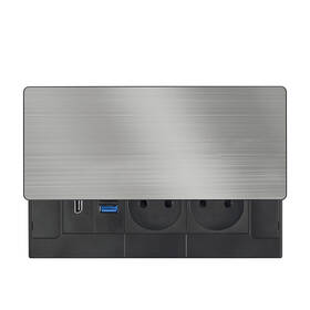 Zásuvkový modul Solight 2 zásuvky, HDMI, USB-A, USB-C, PD 20W, s posuvným krytem, 2 m stříbrný

 obrázek produktu 2 z 6