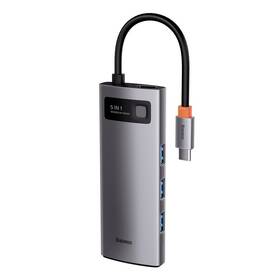 USB Hub Baseus Metal Gleam Series 5v1 HUB USB-C (USB-C PD 100W, 3x USB 3.0, HDMI) šedý

 obrázek produktu 3 z 10