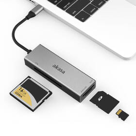 Čtečka paměťových karet AKASA 3-in-1 (CF, SD, microSD), USB 3.2 Type-C 

 obrázek produktu 4 z 4