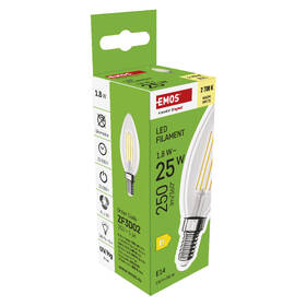 Žárovka LED EMOS Filament svíčka, 1,8 W, E14, teplá bílá 

 obrázek produktu 7 z 7