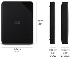 Externí pevný disk 2,5" Western Digital 2TB černá barva

