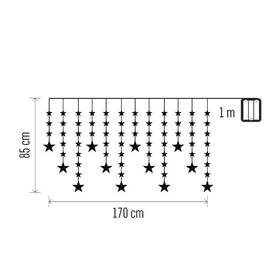 LED řetěz EMOS vánoční závěs – hvězdy, 170x85 cm, 3x AA, venkovní i vnitřní, teplá bílá, časovač průhledný

 obrázek produktu 2 z 4
