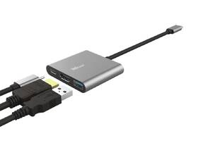 USB Hub Trust Dalyx 3v1 USB-C/USB, HDMI, USB-C PD 100W šedá barva
