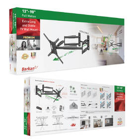 Držák TV Barkan BM466XP, polohovatelný, pro úhlopříčky 13" až 90", nosnost 60 kg černý

 obrázek produktu 4 z 4