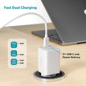 Nabíječka do sítě Epico UltraBoost GaN 45W 2x USB-C + kabel bílá

 obrázek produktu 5 z 5